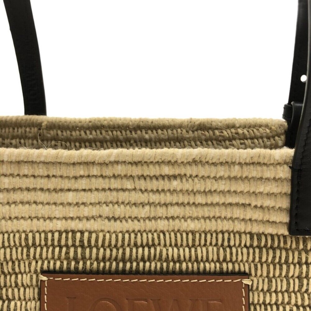 ❌SOLD❌ Loewe Small Square Basket bag in raffia and calfskin - Ombre Black - Picture 4 of 16